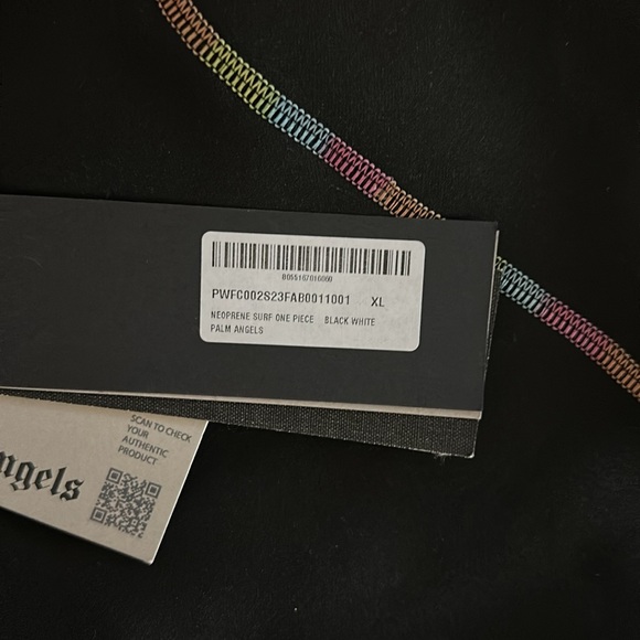 NO OFFERS  Palm Angels Black One Piece Swimsuit with Rainbow Trim - Picture 6 of 10